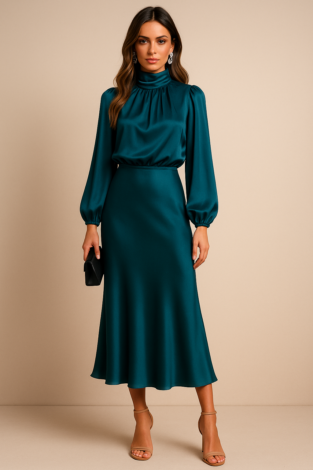 Calla High Neck Midi Dress for Women