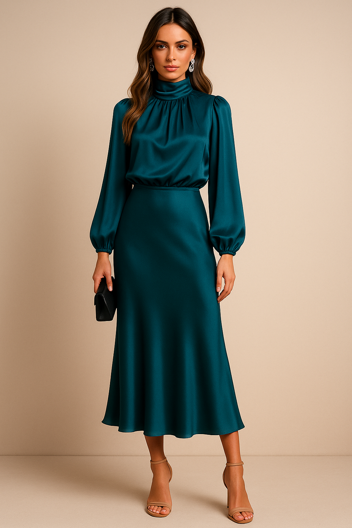 Calla High Neck Midi Dress for Women