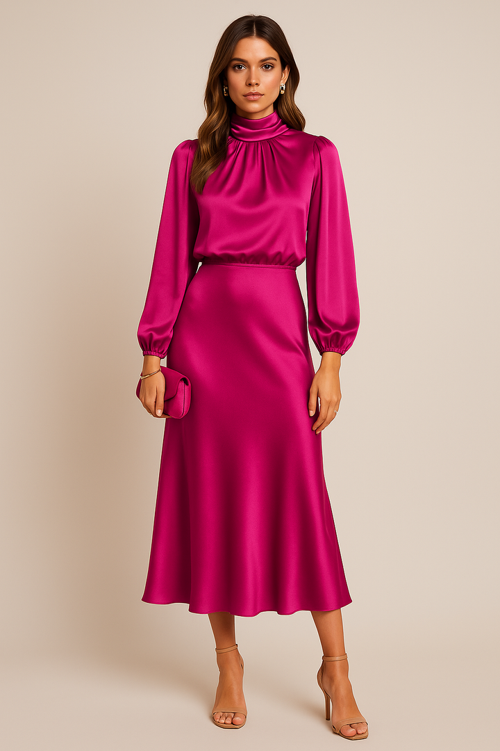Calla High Neck Midi Dress for Women