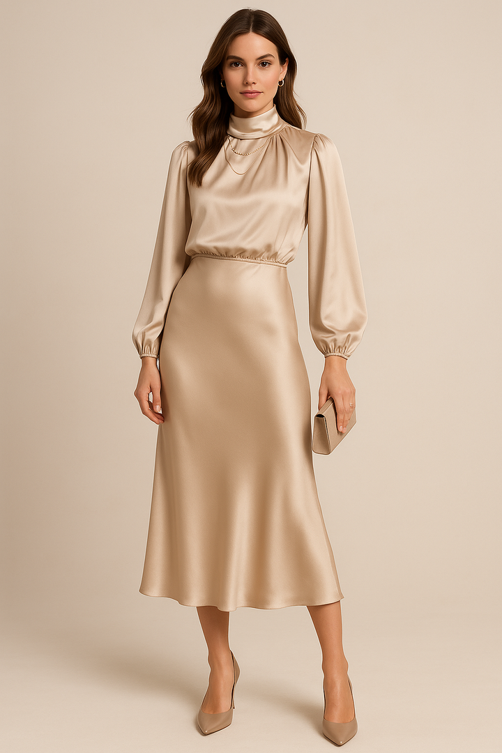 Calla High Neck Midi Dress for Women