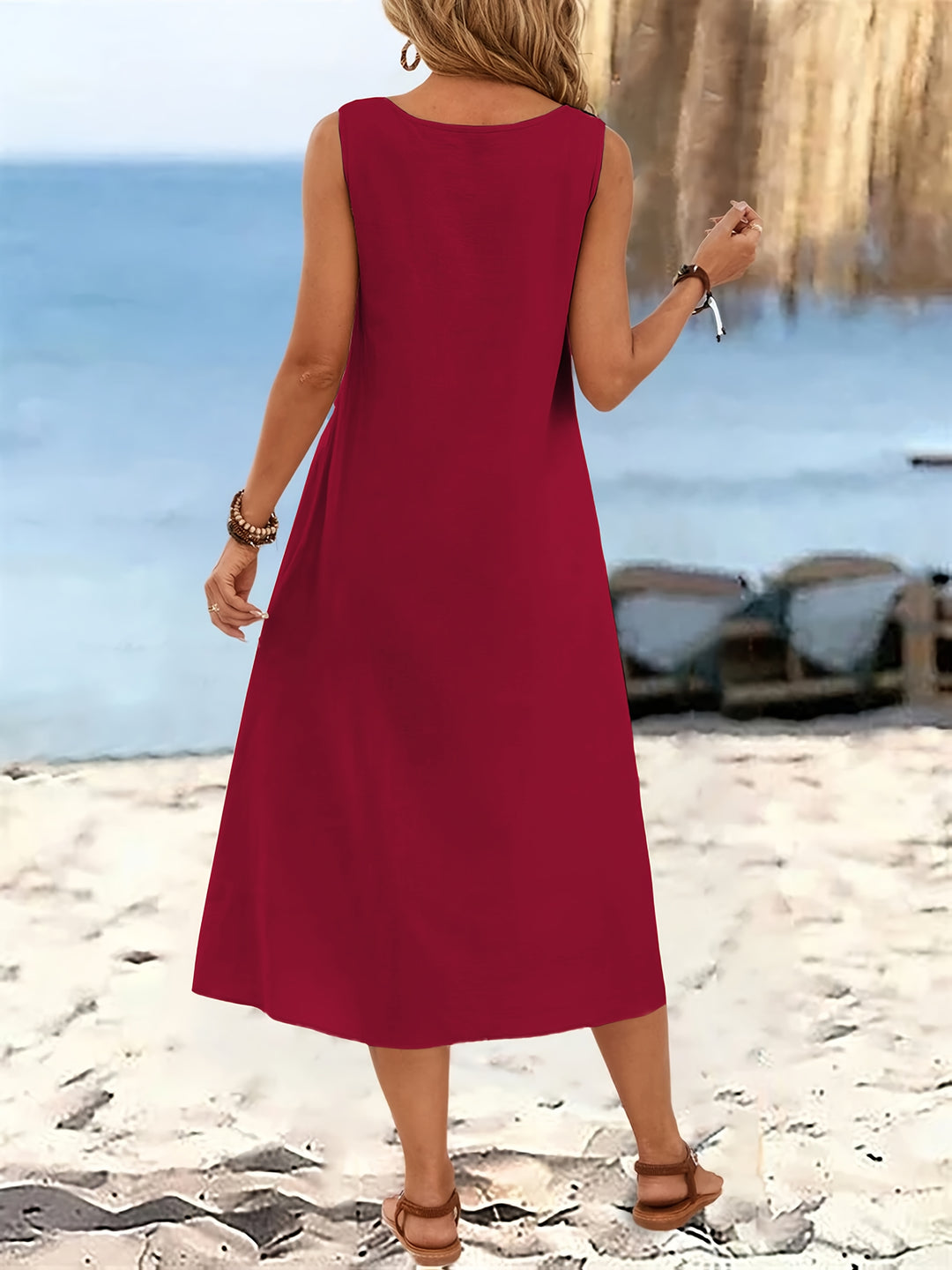 RING-STRAP V-NECK MAXI DRESS FOR WOMEN