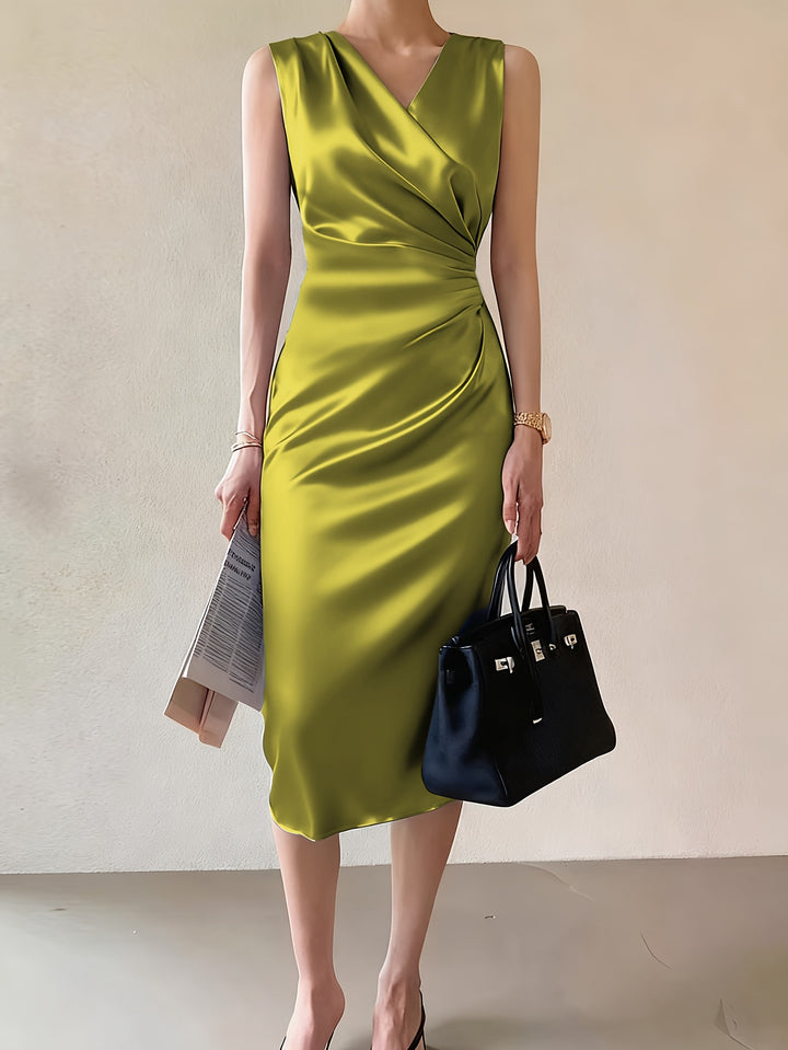 ROSALYN DRAPED V-NECK COCKTAIL DRESS FOR WOMEN