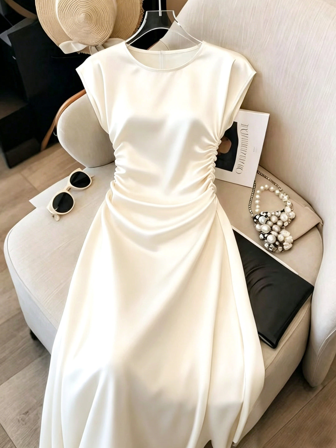 Anita RUCHED SATIN-SHEEN COCKTAIL DRESS FOR WOMEN