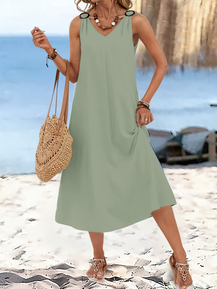 RING-STRAP V-NECK MAXI DRESS FOR WOMEN