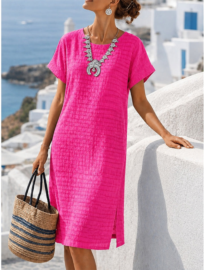 RELAXED CREW NECK MINI DRESS FOR WOMEN