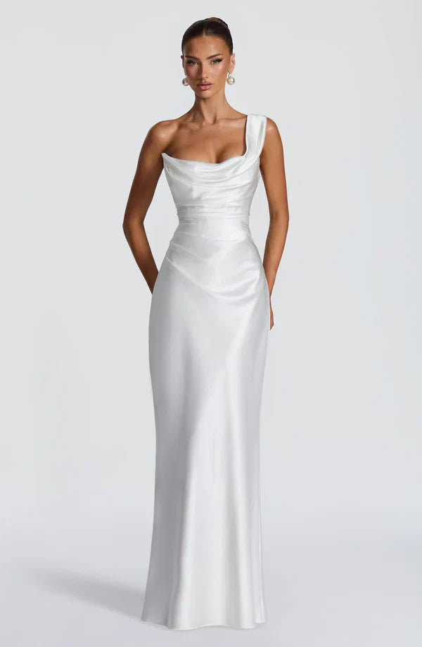 ASYMMETRIC LACE-UP MAXI DRESS FOR WOMEN