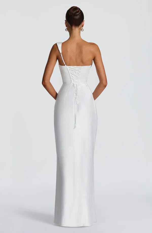 ASYMMETRIC LACE-UP MAXI DRESS FOR WOMEN