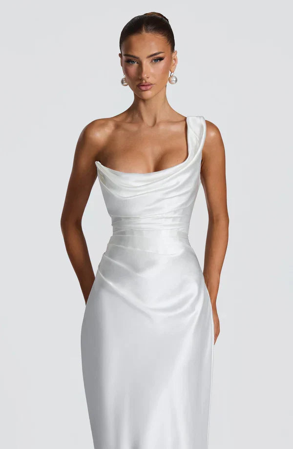 ASYMMETRIC LACE-UP MAXI DRESS FOR WOMEN