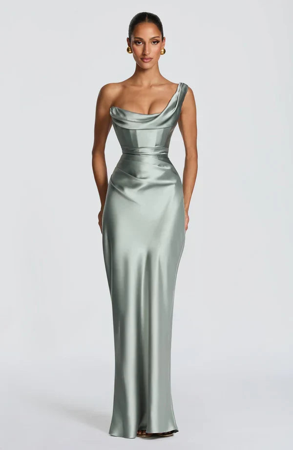 ASYMMETRIC LACE-UP MAXI DRESS FOR WOMEN