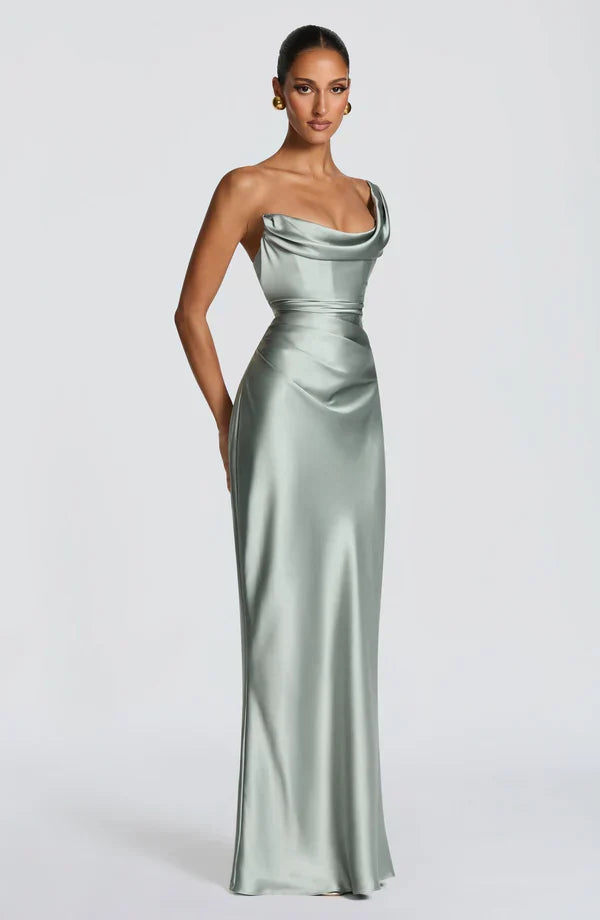 ASYMMETRIC LACE-UP MAXI DRESS FOR WOMEN