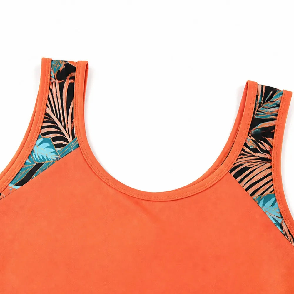 Aleida | Women's Colourblock Tankini and Drawstring Shorts Swim Set