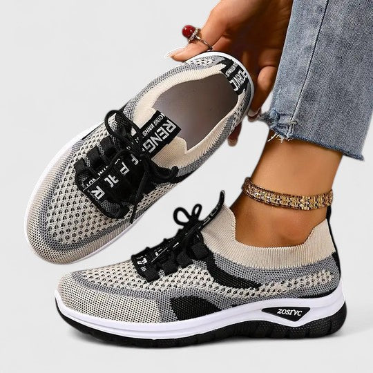 Skye | Cushioned Lace-Up Sneakers with Breathable Knit Upper for Women