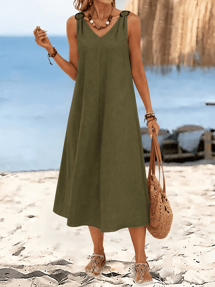 RING-STRAP V-NECK MAXI DRESS FOR WOMEN