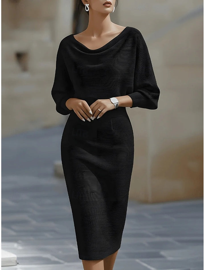 DRAPED NECK SHEATH DRESS FOR WOMEN