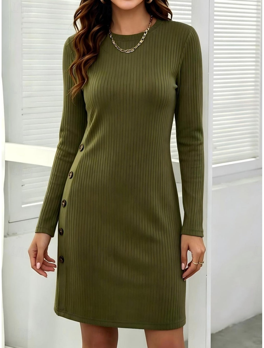 RIBBED KNIT BODYCON DRESS FOR WOMEN