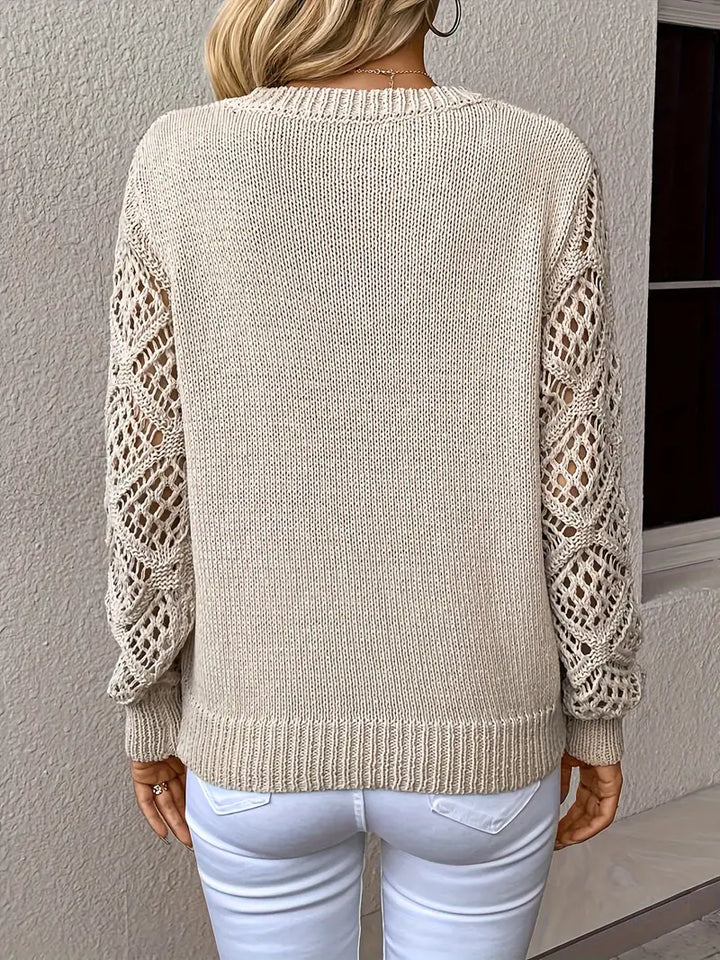 Nadette | Ribbed V-Neck Sweater with Long Sleeves for Women