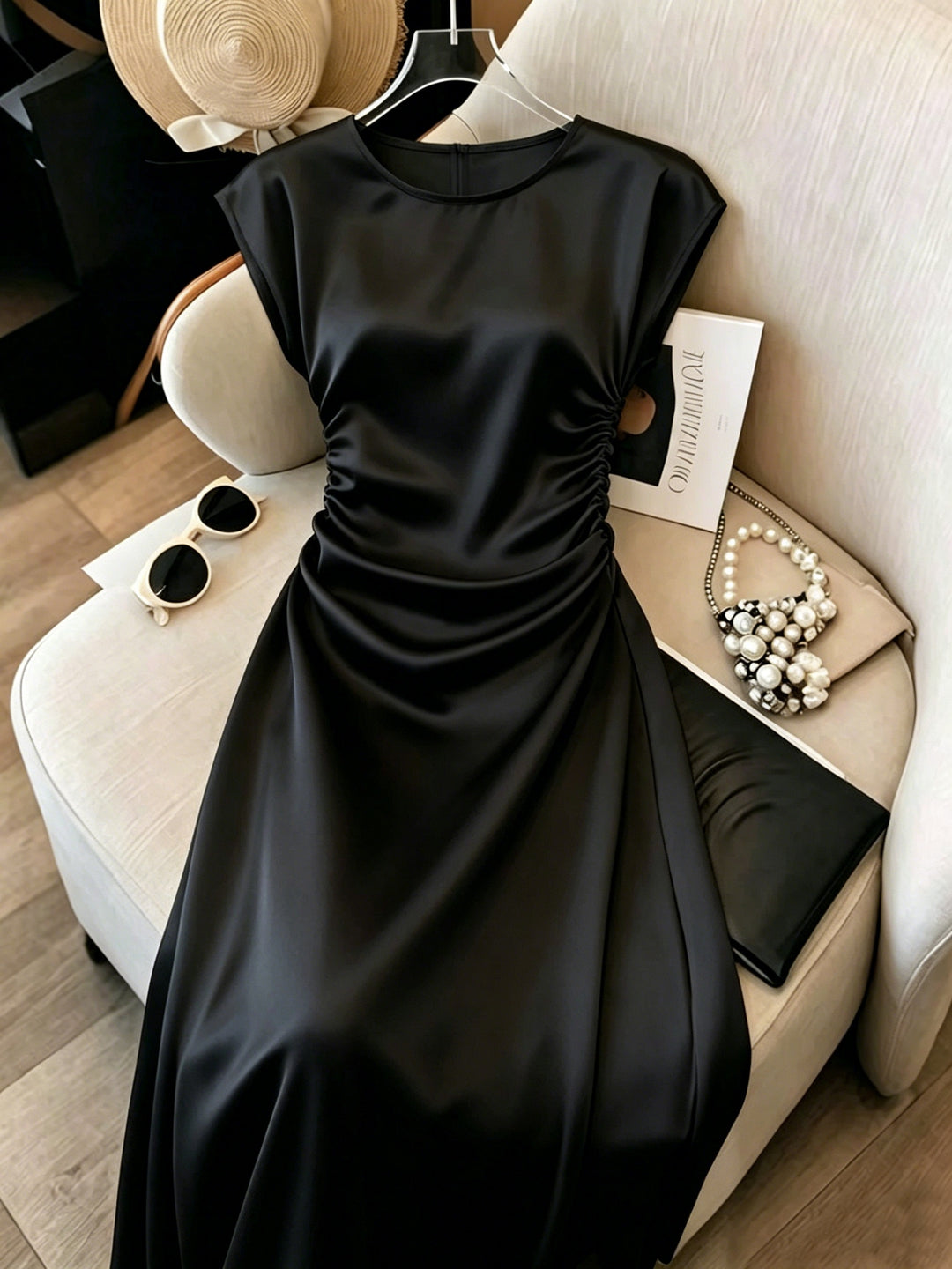 Anita RUCHED SATIN-SHEEN COCKTAIL DRESS FOR WOMEN