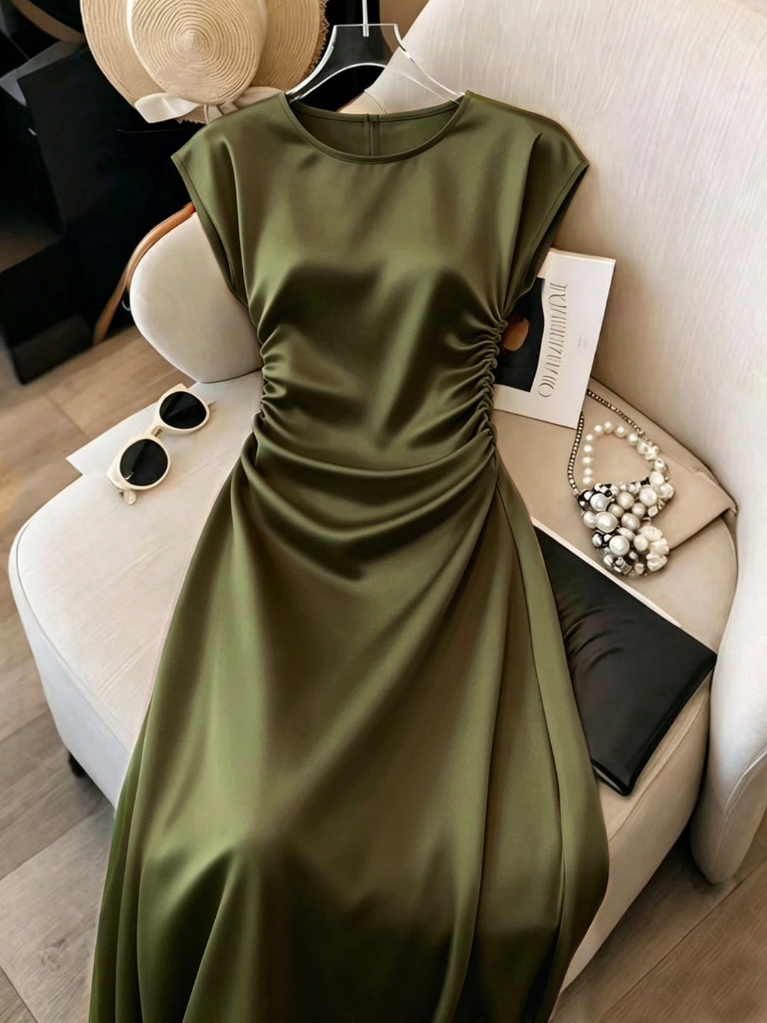 Anita RUCHED SATIN-SHEEN COCKTAIL DRESS FOR WOMEN