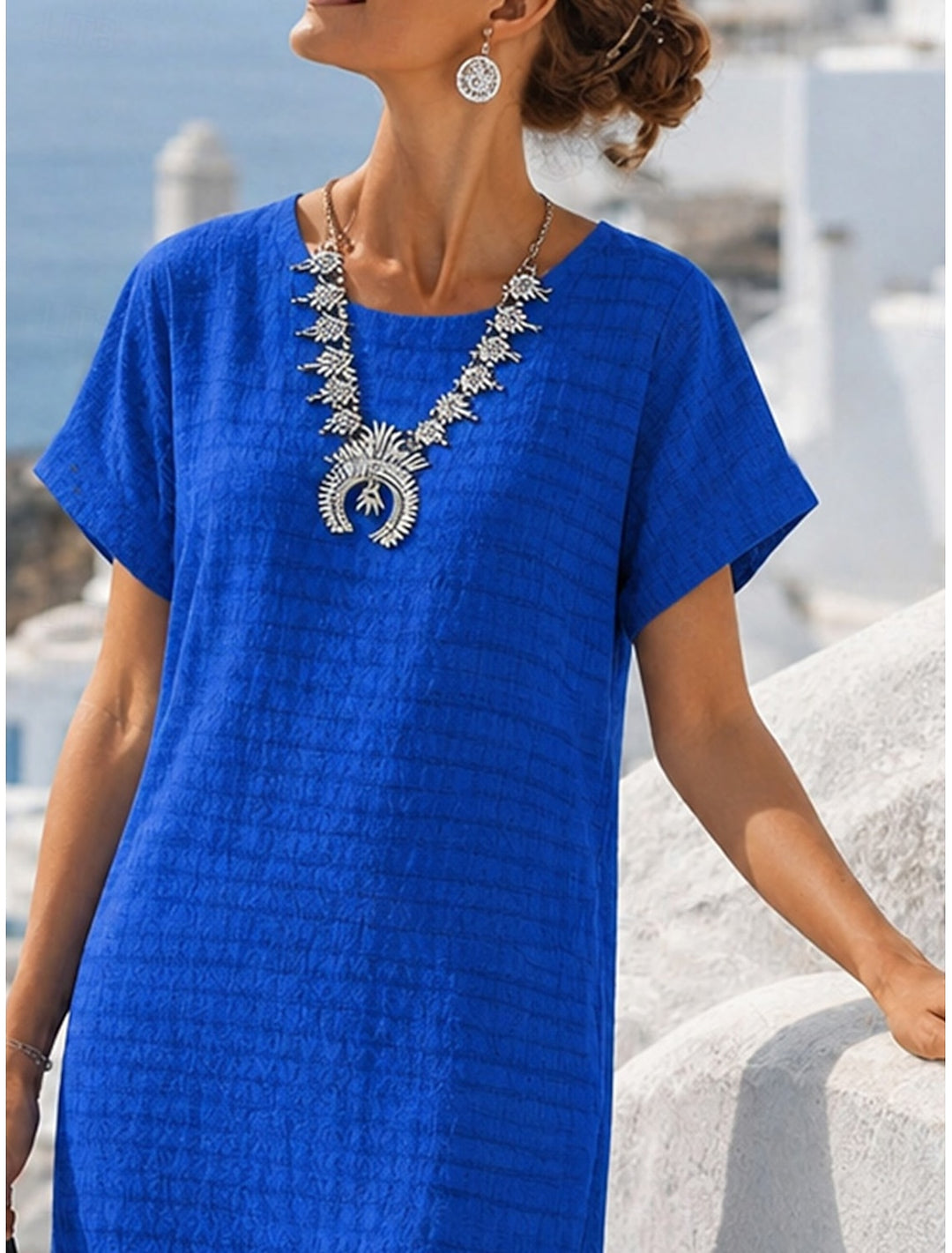 RELAXED CREW NECK MINI DRESS FOR WOMEN