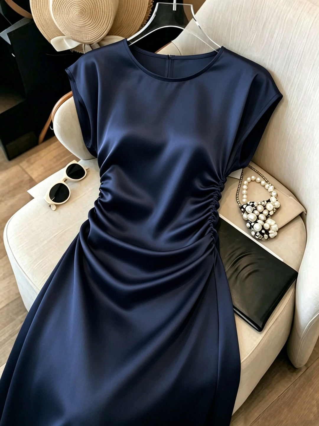 Anita RUCHED SATIN-SHEEN COCKTAIL DRESS FOR WOMEN