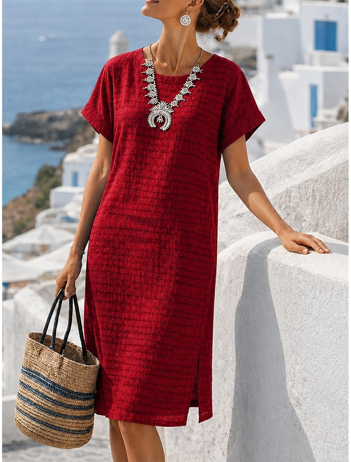 RELAXED CREW NECK MINI DRESS FOR WOMEN