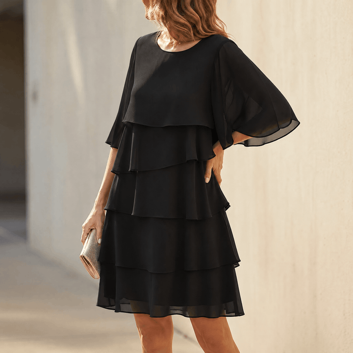 Sigrid | Tiered Ruffle Midi Dress with Flutter Sleeves for Women