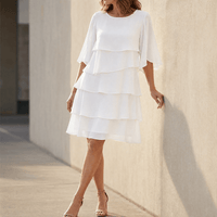 Sigrid | Tiered Ruffle Midi Dress with Flutter Sleeves for Women