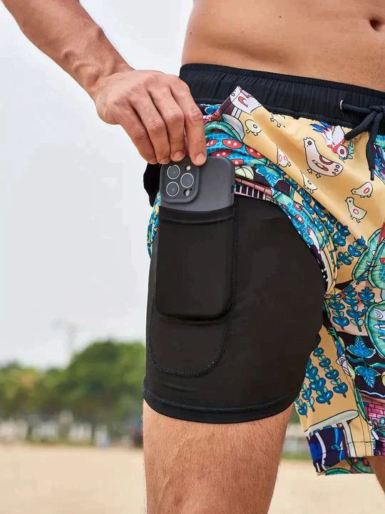 Mads | Men's Printed Compression-Lined Swim Shorts