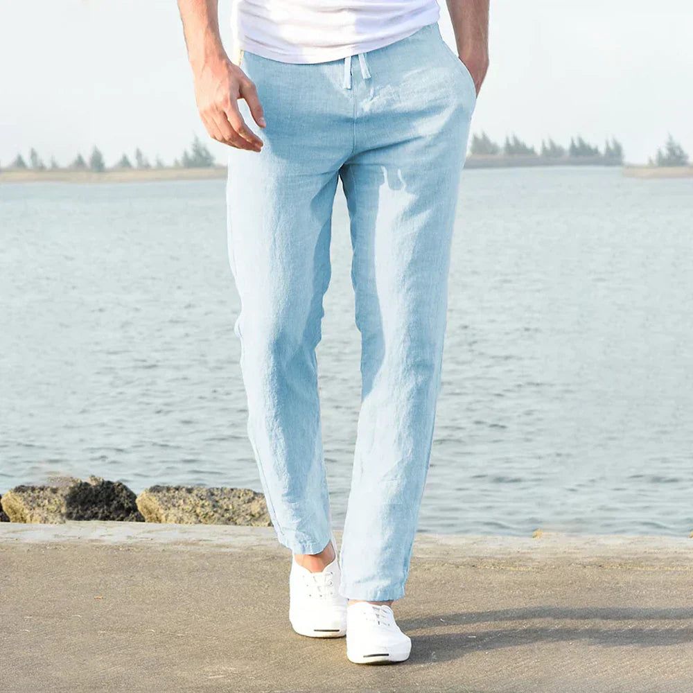 Kai | Men's Straight-Leg Summer Trousers with Drawstring Waist