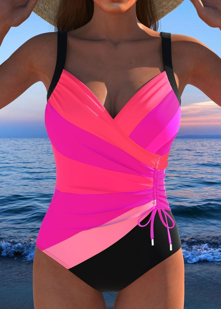 Nadalya | Ruched V-Neck One-Piece Swimsuit with Adjustable Side Tie