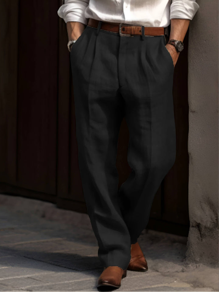 Joris | Men's Pleated Wide Leg Trousers with Elastic Waistband