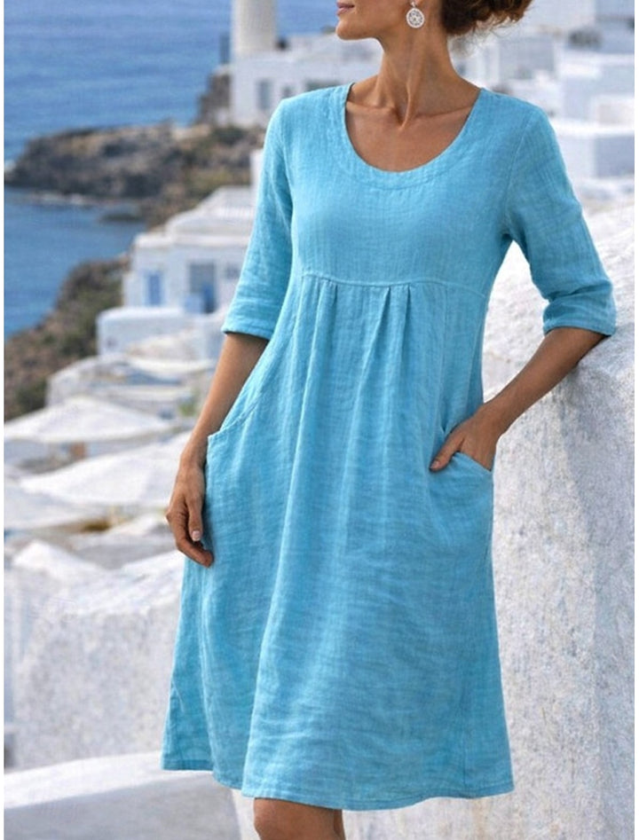 POCKET SHIFT MIDI DRESS FOR WOMEN