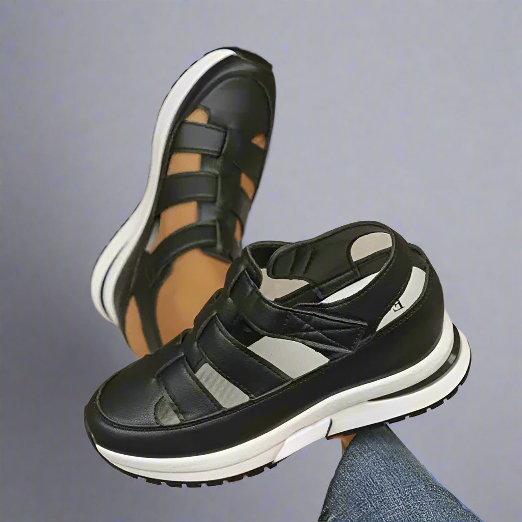 Cecile | Wedge Gladiator Sandals with Ankle Strap and Cutout Detail for Women