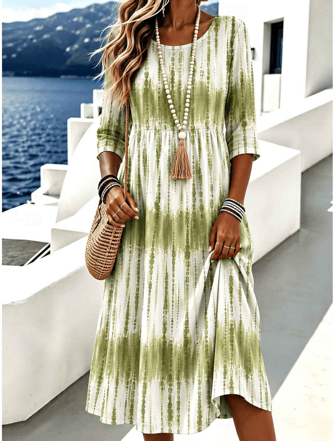 STRIPED MIDI DRESS FOR WOMEN