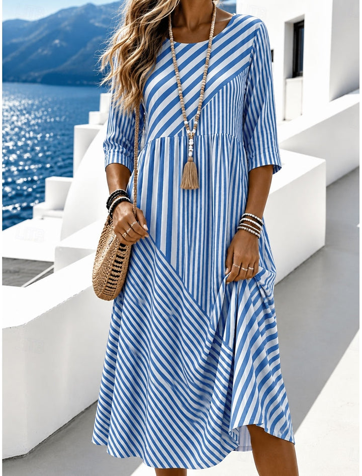 STRIPED MIDI DRESS FOR WOMEN