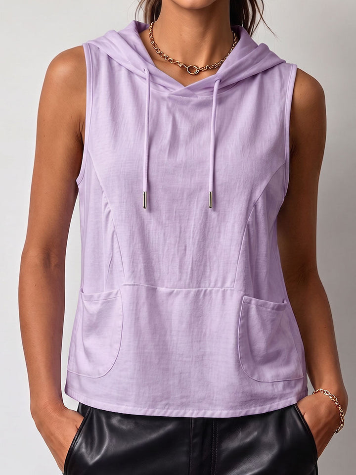 HOODED SLEEVELESS TANK TOP FOR WOMEN