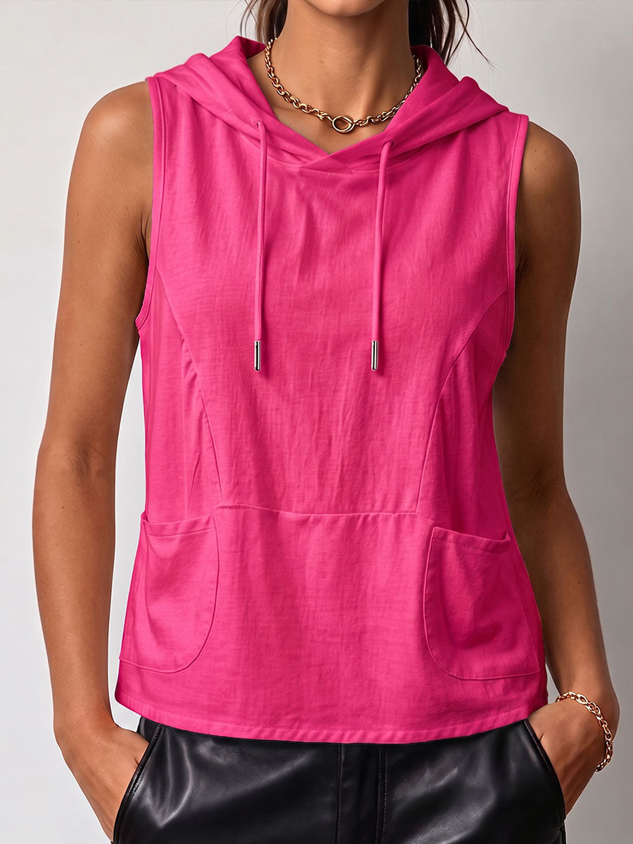 HOODED SLEEVELESS TANK TOP FOR WOMEN