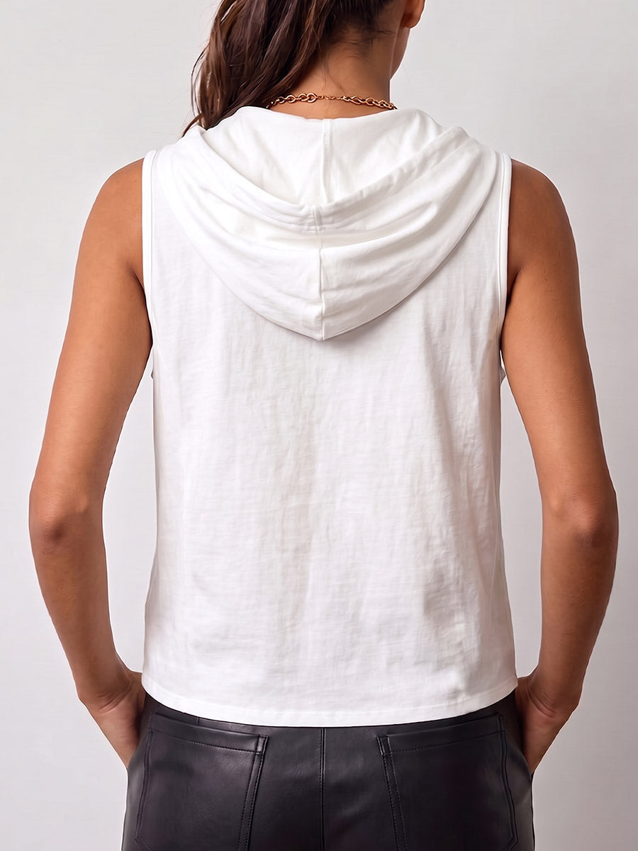HOODED SLEEVELESS TANK TOP FOR WOMEN