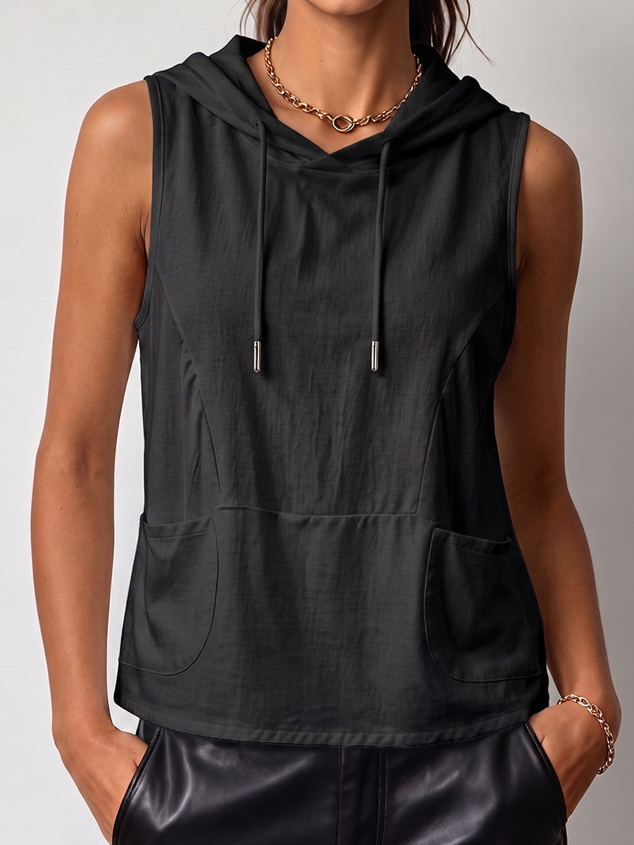 HOODED SLEEVELESS TANK TOP FOR WOMEN