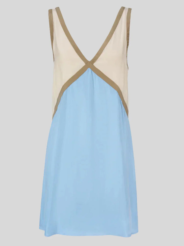 CONTRAST OPEN-BACK MINI DRESS FOR WOMEN