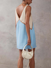 CONTRAST OPEN-BACK MINI DRESS FOR WOMEN