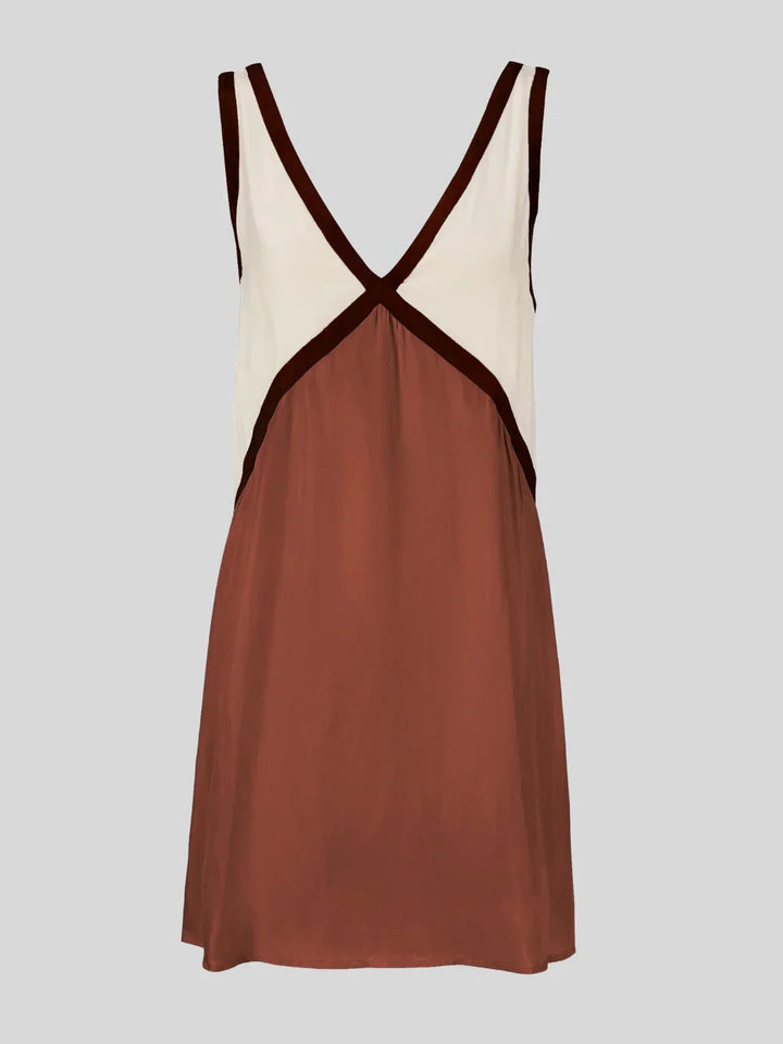 CONTRAST OPEN-BACK MINI DRESS FOR WOMEN