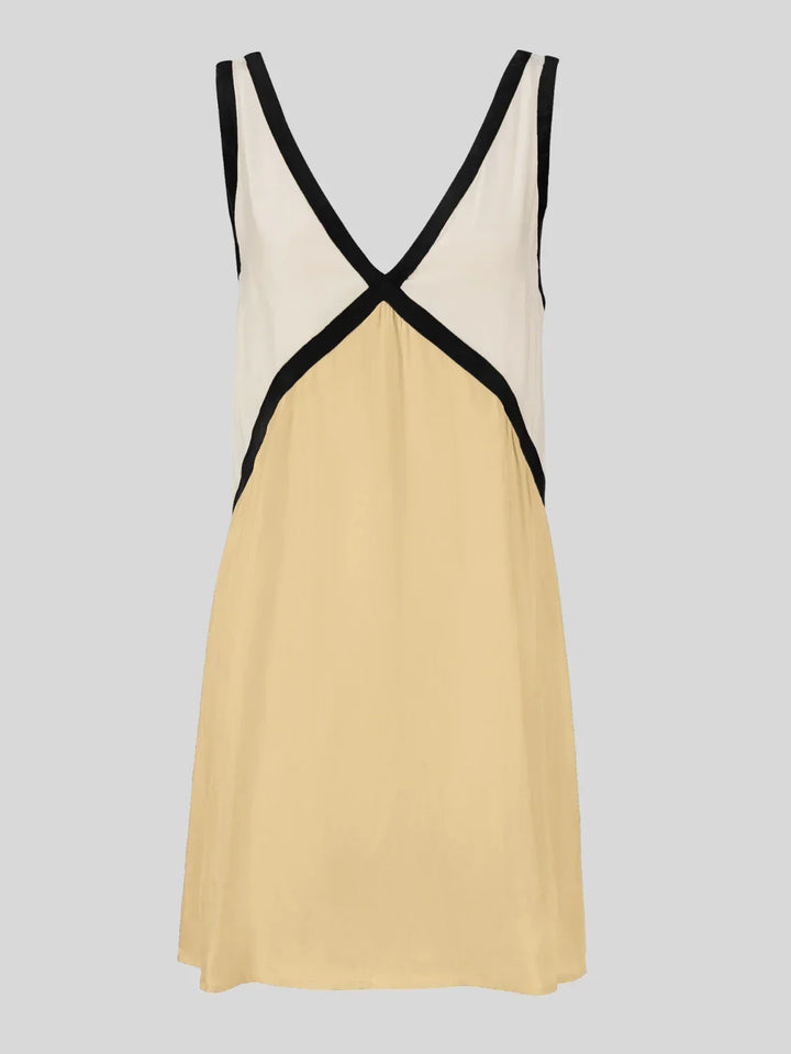 CONTRAST OPEN-BACK MINI DRESS FOR WOMEN