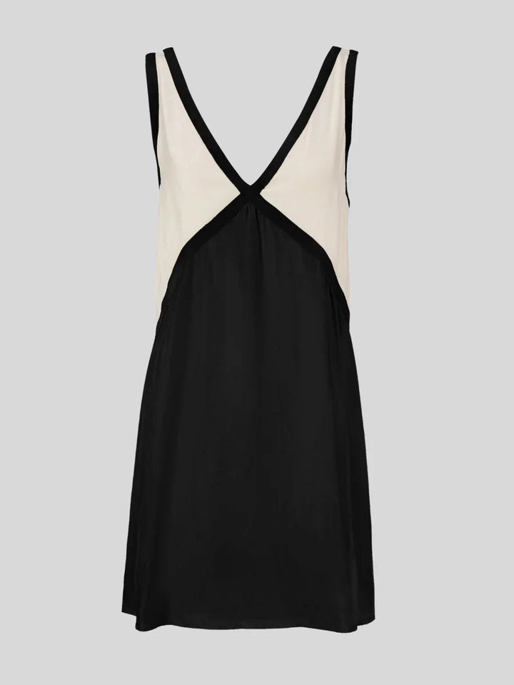 CONTRAST OPEN-BACK MINI DRESS FOR WOMEN
