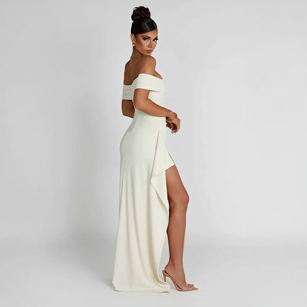 OFF-SHOULDER SLIT MAXI DRESS FOR WOMEN