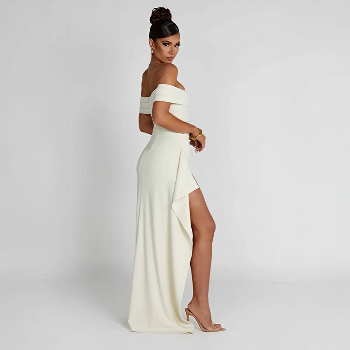 OFF-SHOULDER SLIT MAXI DRESS FOR WOMEN