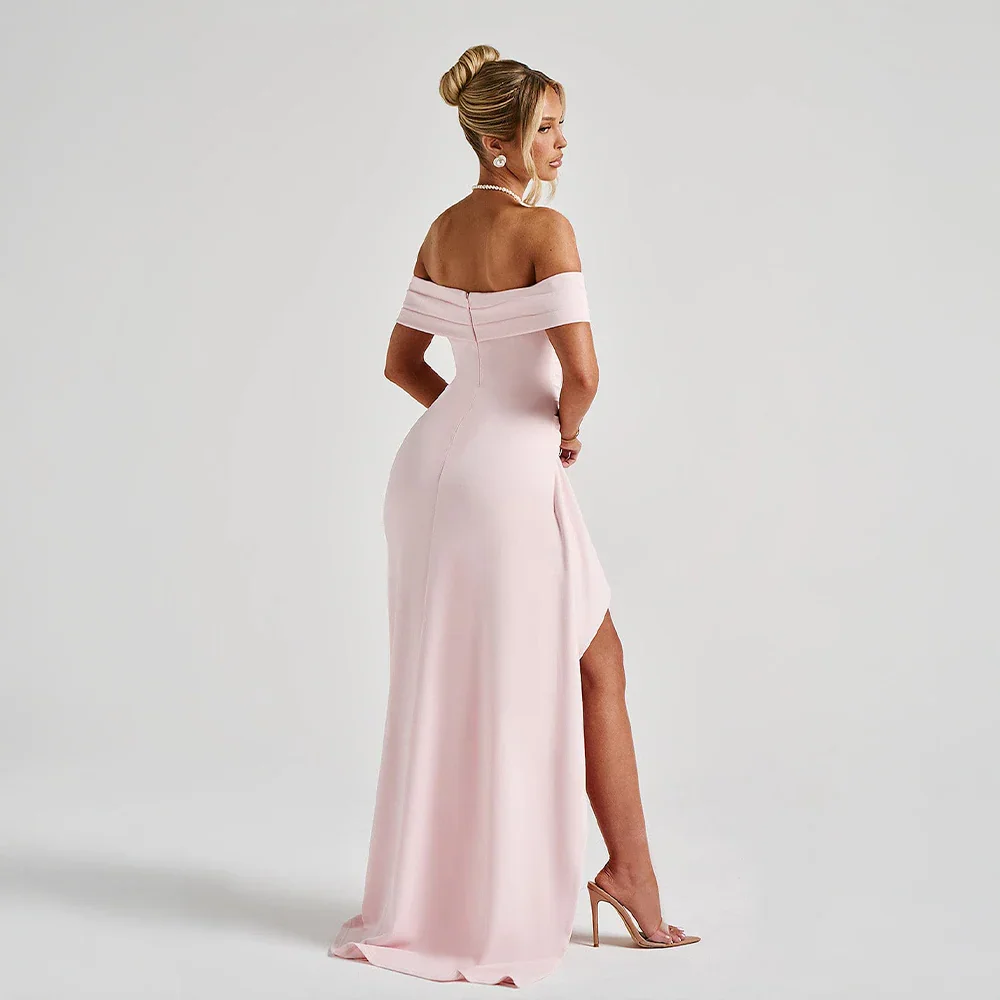 OFF-SHOULDER SLIT MAXI DRESS FOR WOMEN
