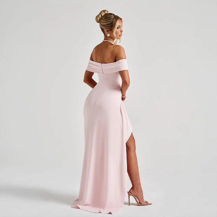OFF-SHOULDER SLIT MAXI DRESS FOR WOMEN