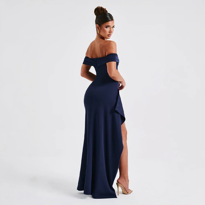 OFF-SHOULDER SLIT MAXI DRESS FOR WOMEN