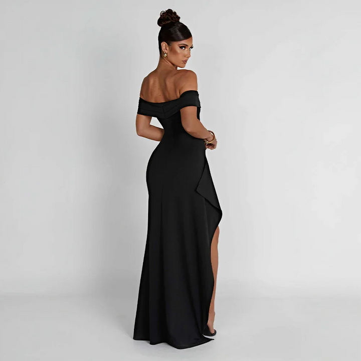 OFF-SHOULDER SLIT MAXI DRESS FOR WOMEN